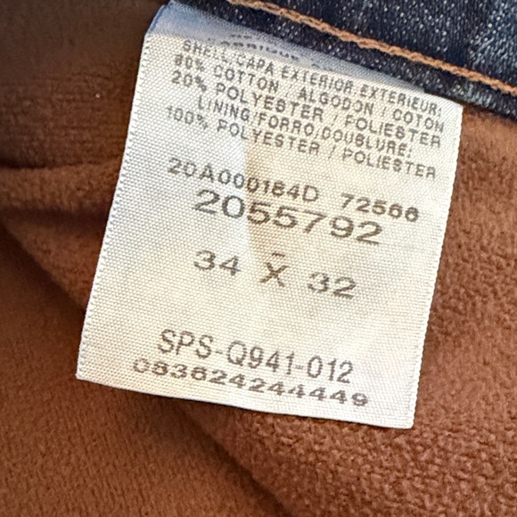 Lee Fleece Lined Jeans Dark Blue Denim 34x32 Lime NEW - Picture 7 of 7